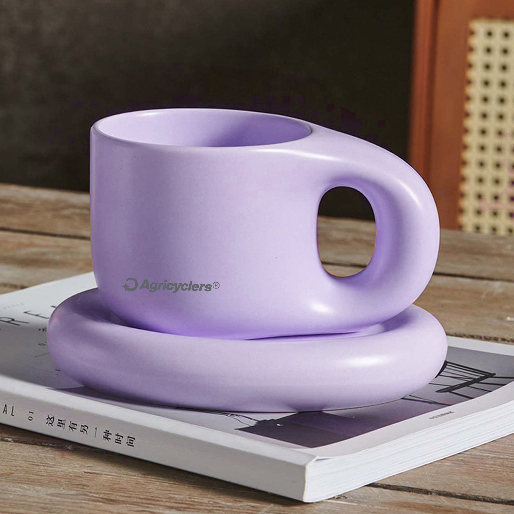 Chubby Ceramic Mug & Saucer Set image 2