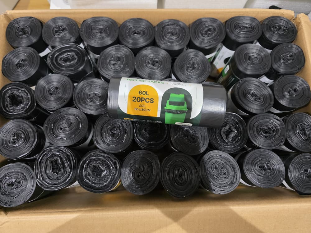 60L Bin Bags — 800 Bags Per Carton | 20 Pcs Per Roll image 2